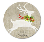 Flying Reindeer I Circular Wood Decor