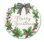 Merry Christmas Wreath Circular Wood Decor
