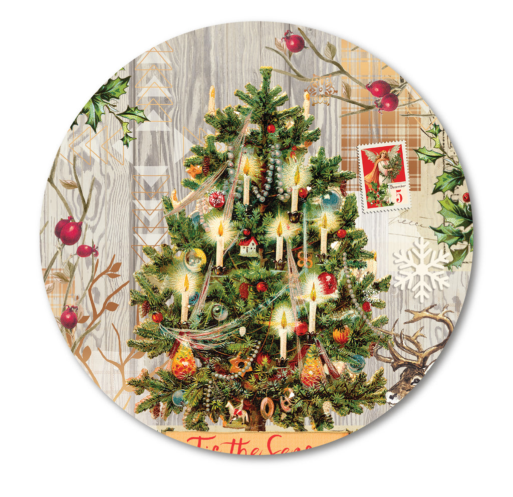 Holiday Tree II Circular Wood Decor