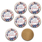 Celebrate 250 God Bless America Wreath 6 Piece Ceramic Coaster Set with Wounded Warrior Project