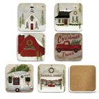 Home Town Christmas II 4_ Square Ceramic Coasters - Set of 6
