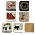 Christmas at the Logde 4_ Square Ceramic Coasters - Set of 6