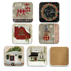 Christmas at the Logde 4_ Square Ceramic Coasters - Set of 6