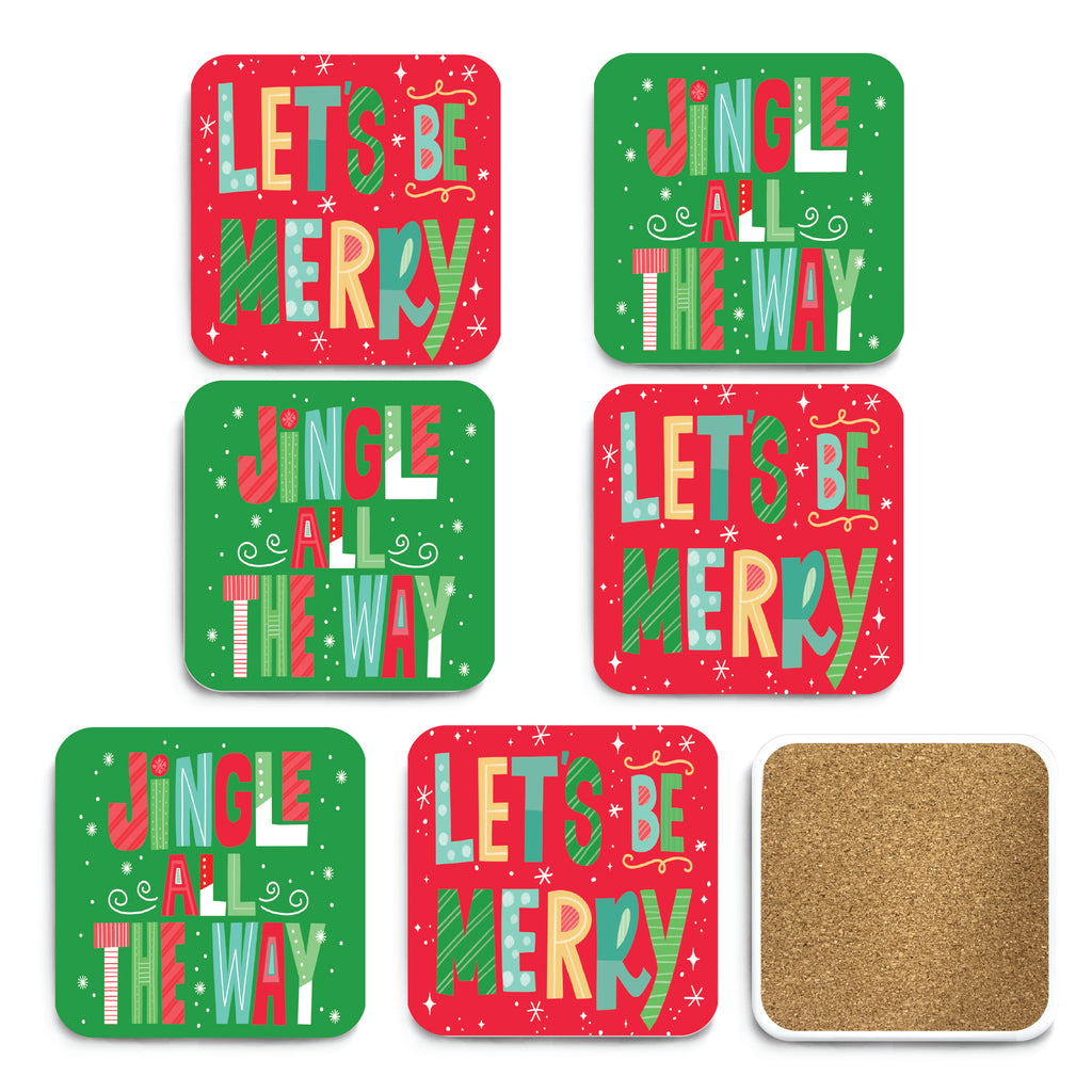 Jingle All the Way 4_ Square Ceramic Coasters - Set of 6