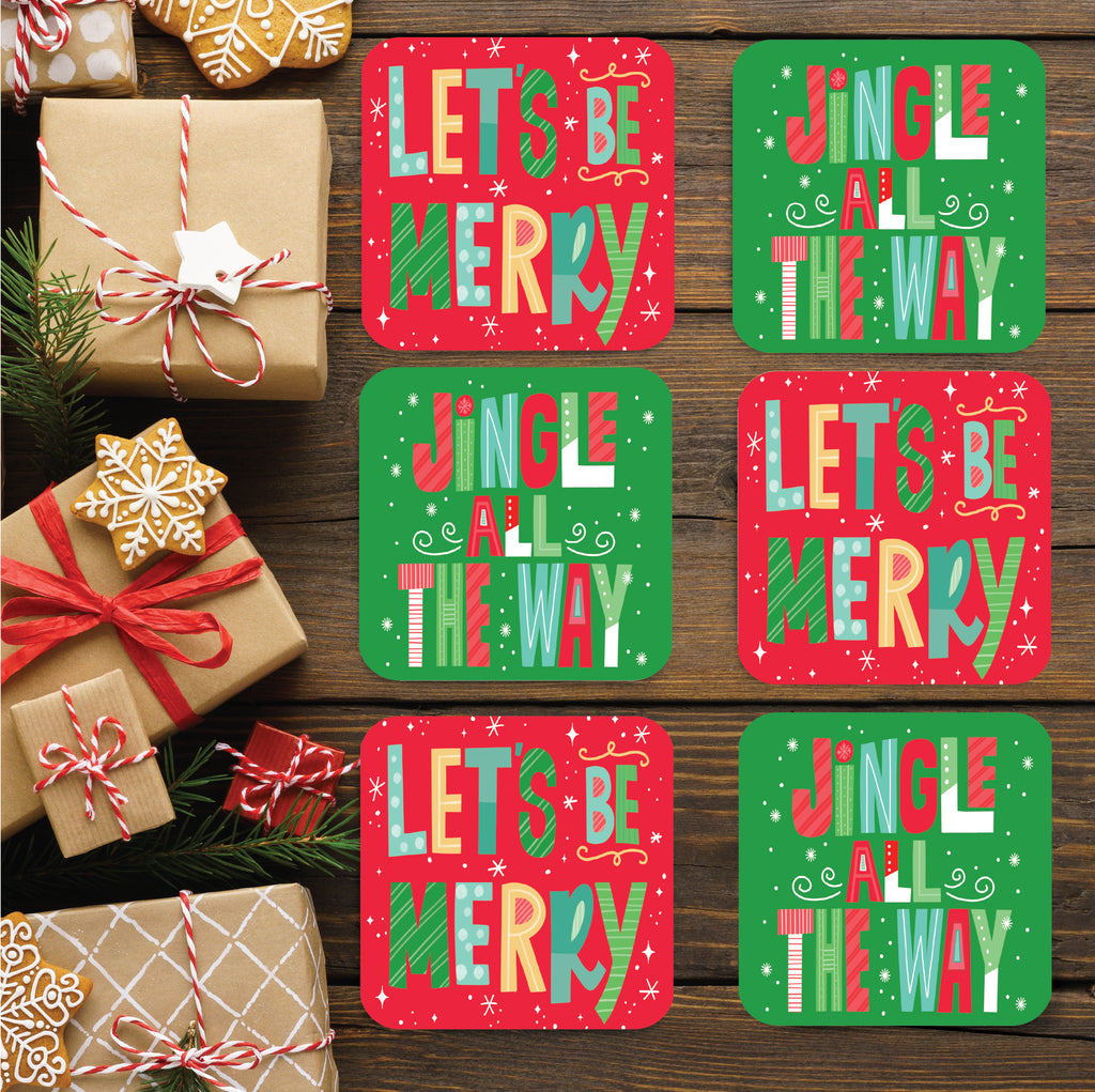 Jingle All the Way 4_ Square Ceramic Coasters - Set of 6