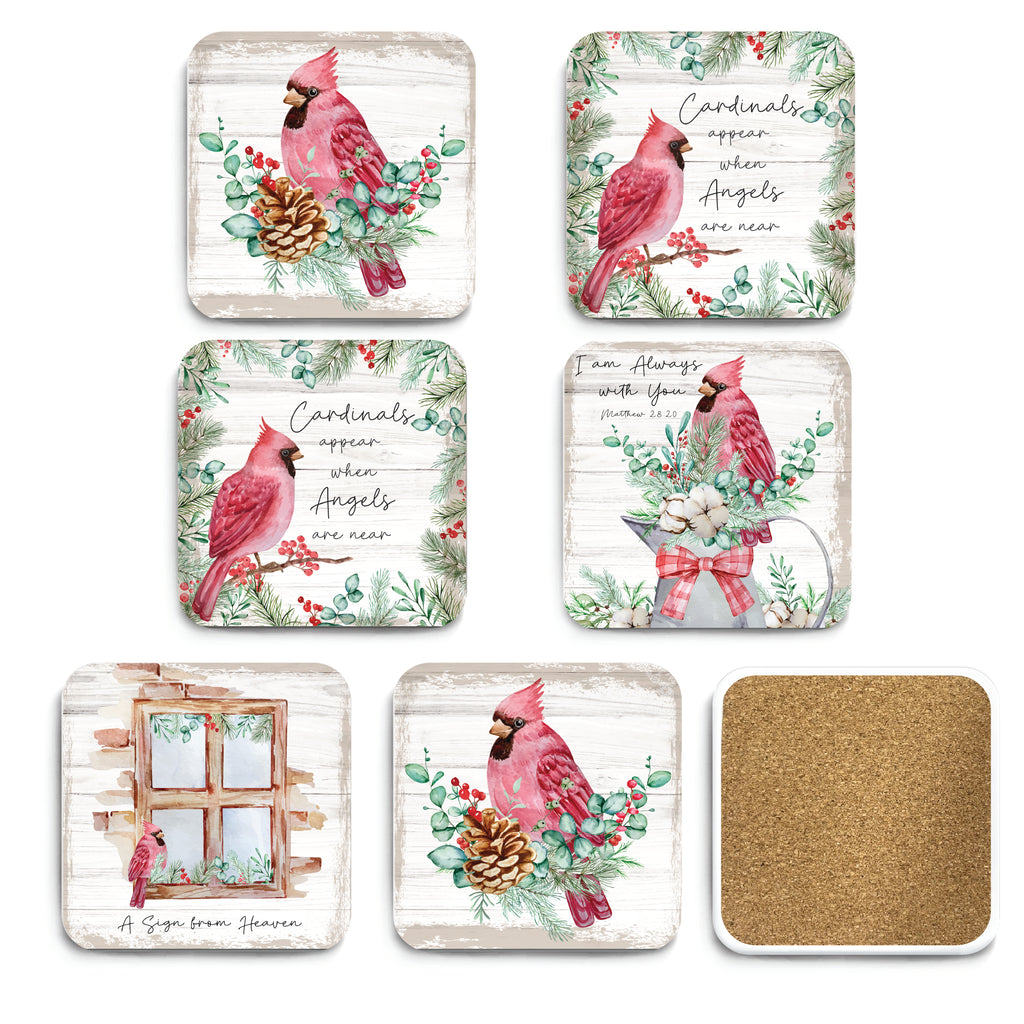 Cardinals 4_ Square Ceramic Coasters - Set of 6