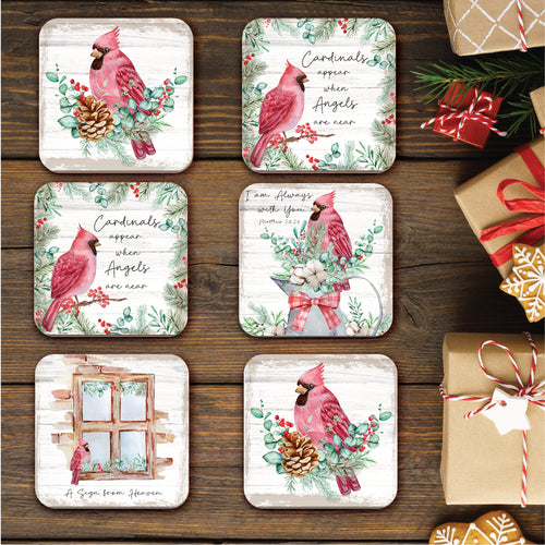 Cardinals 4" Square Ceramic Coasters - Set of 6