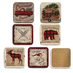 Christmas at the Cabin 4_ Square Ceramic Coasters - Set of 6
