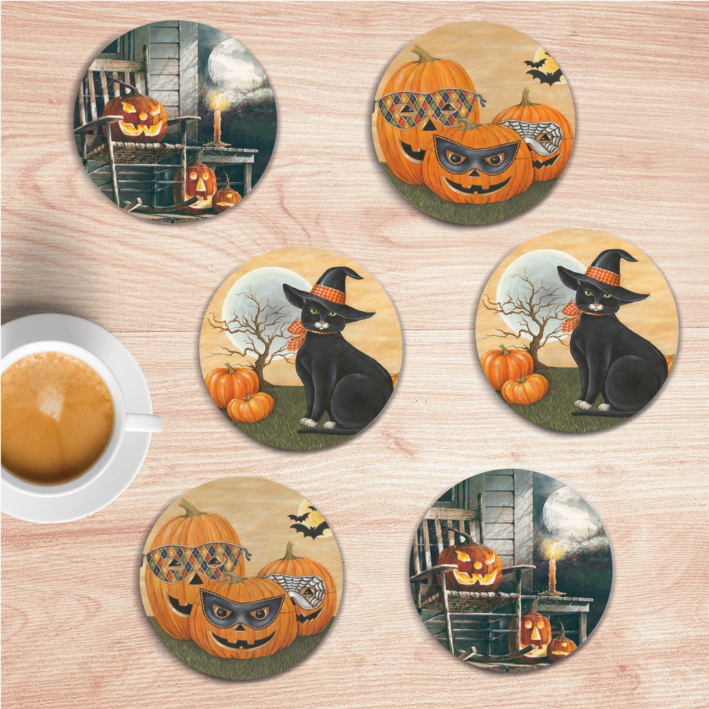Night Watchman 4" Circle Ceramic Coasters - Set of 6