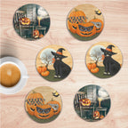 Night Watchman 4" Circle Ceramic Coasters - Set of 6