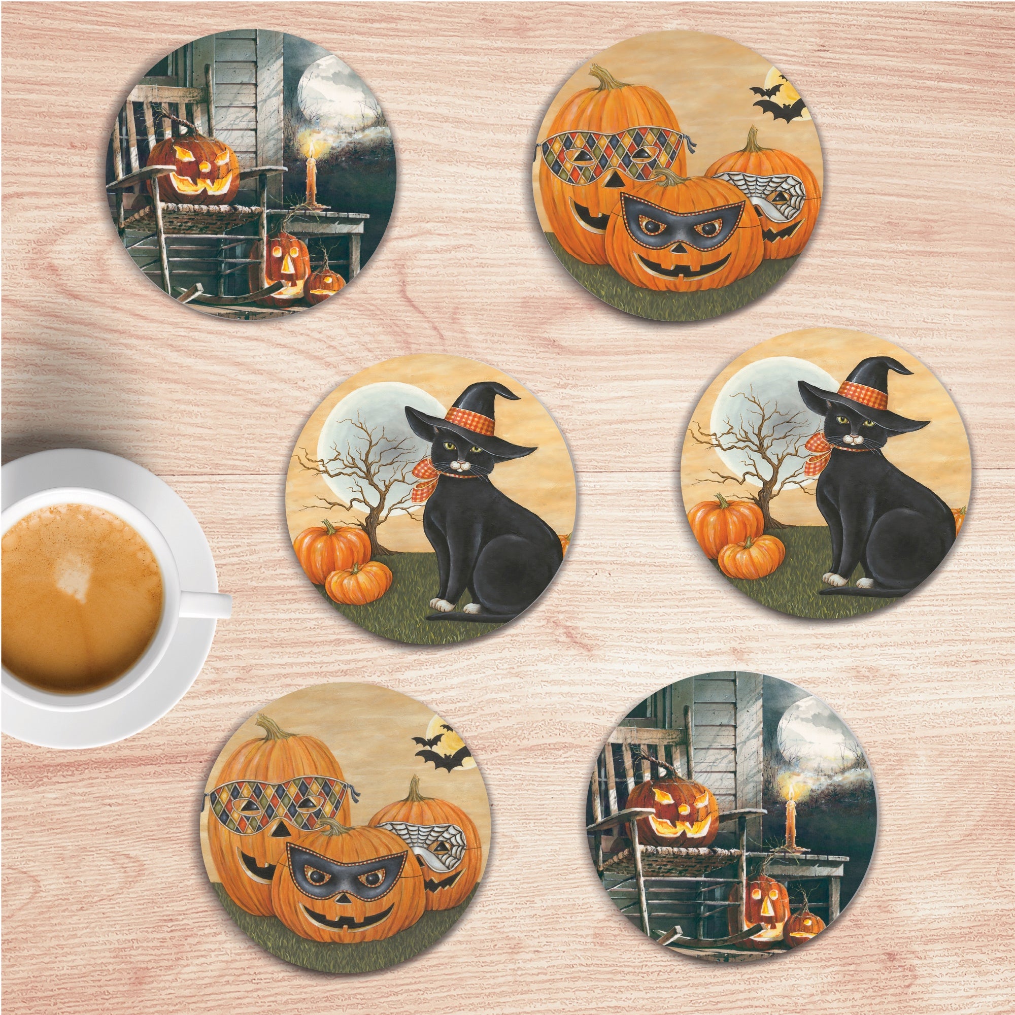 Night Watchman 4" Circle Ceramic Coasters - Set of 6