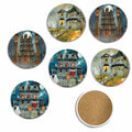 Haunting House 4" Circle Ceramic Coasters - Set of 6