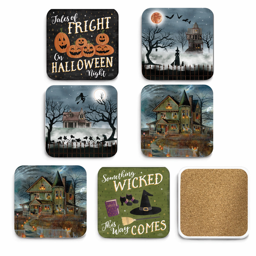 Spooky 4" Square Ceramic Coasters - Set of 6