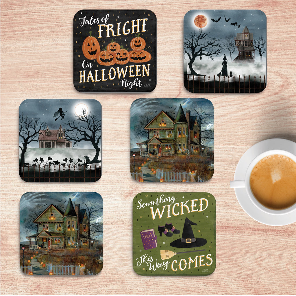Spooky 4" Square Ceramic Coasters - Set of 6