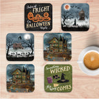 Spooky 4" Square Ceramic Coasters - Set of 6