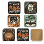 Scaredy Cats 4" Square Ceramic Coasters - Set of 6