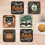 Scaredy Cats 4" Square Ceramic Coasters - Set of 6