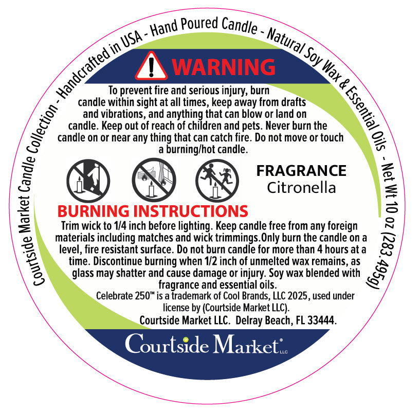 Celebrate 250 Patriotic Heart Wreath 10 oz Citronella Soy Wax Candle with Wounded Warrior Project