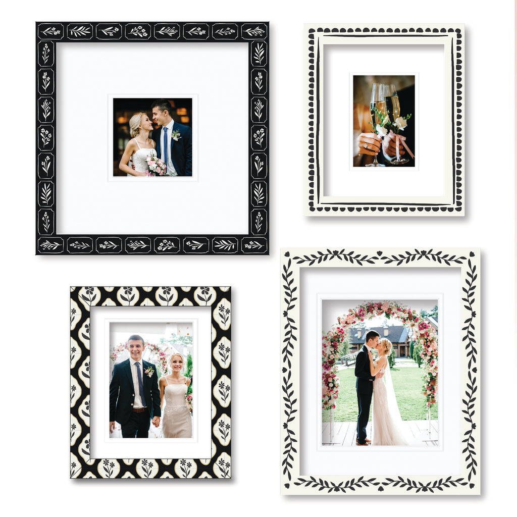 ColorBloom Moments™ - Black & White Floral - Easel Back/Wall Frame Set