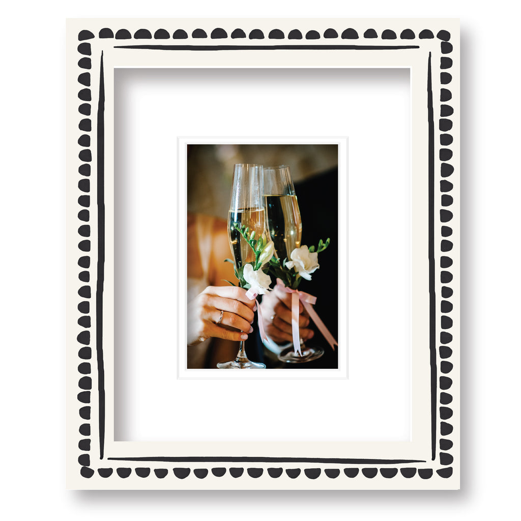 ColorBloom Moments™ - Black & White Floral - 8"x10" 1-4"x6" Opening Easel Back/Wall Frame