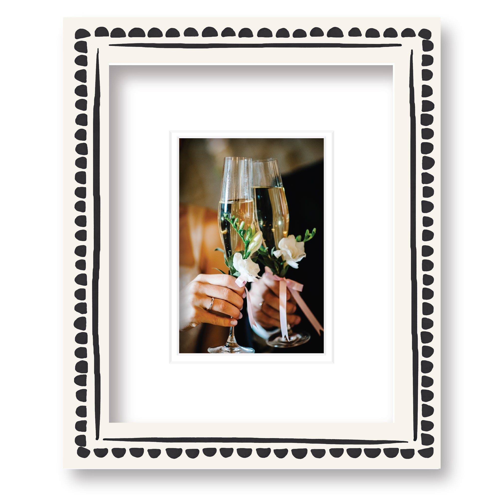 ColorBloom Moments™ - Black & White Floral - 8"x10" 1-4"x6" Opening Easel Back/Wall Frame