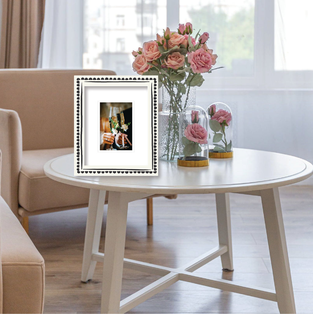 ColorBloom Moments™ - Black & White Floral - 8"x10" 1-4"x6" Opening Easel Back/Wall Frame