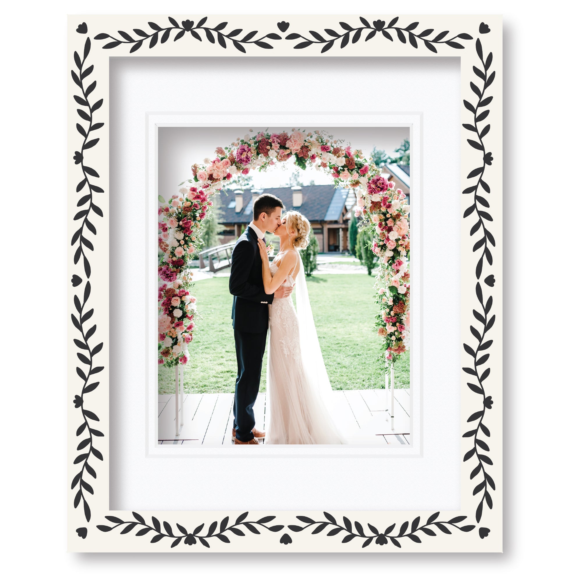 ColorBloom Moments™ - Black & White Floral - 11"x14" 1-8"x10" Opening Easel Back/Wall Frame