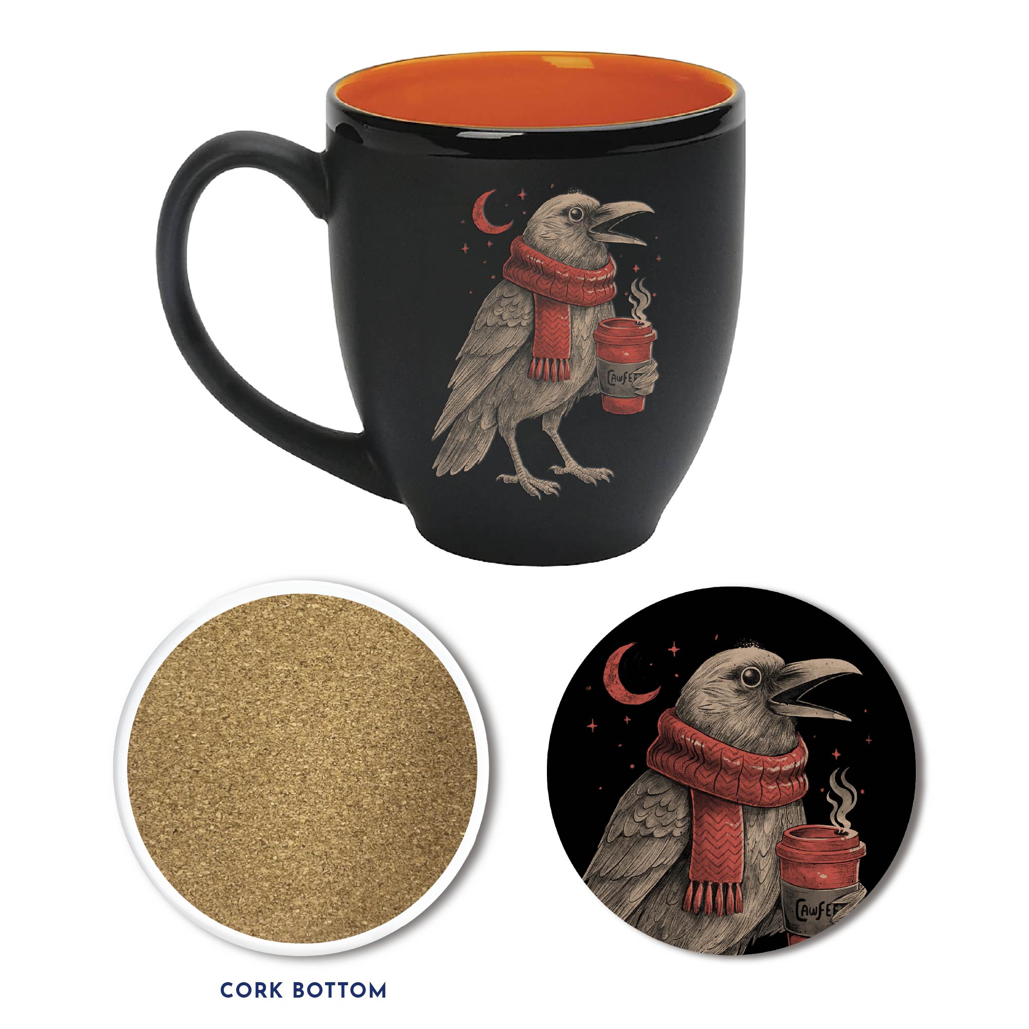 Cawfee 16 oz Ceramic Mug & Coaster Set