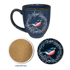 Studio Series - Winter Wreath 16 oz Artisan Ceramic Mug & Coaster Set