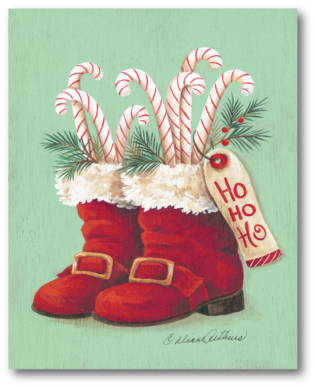 Stockings Stuffed with Candy Canes Gallery-Wrapped Canvas Wall Art