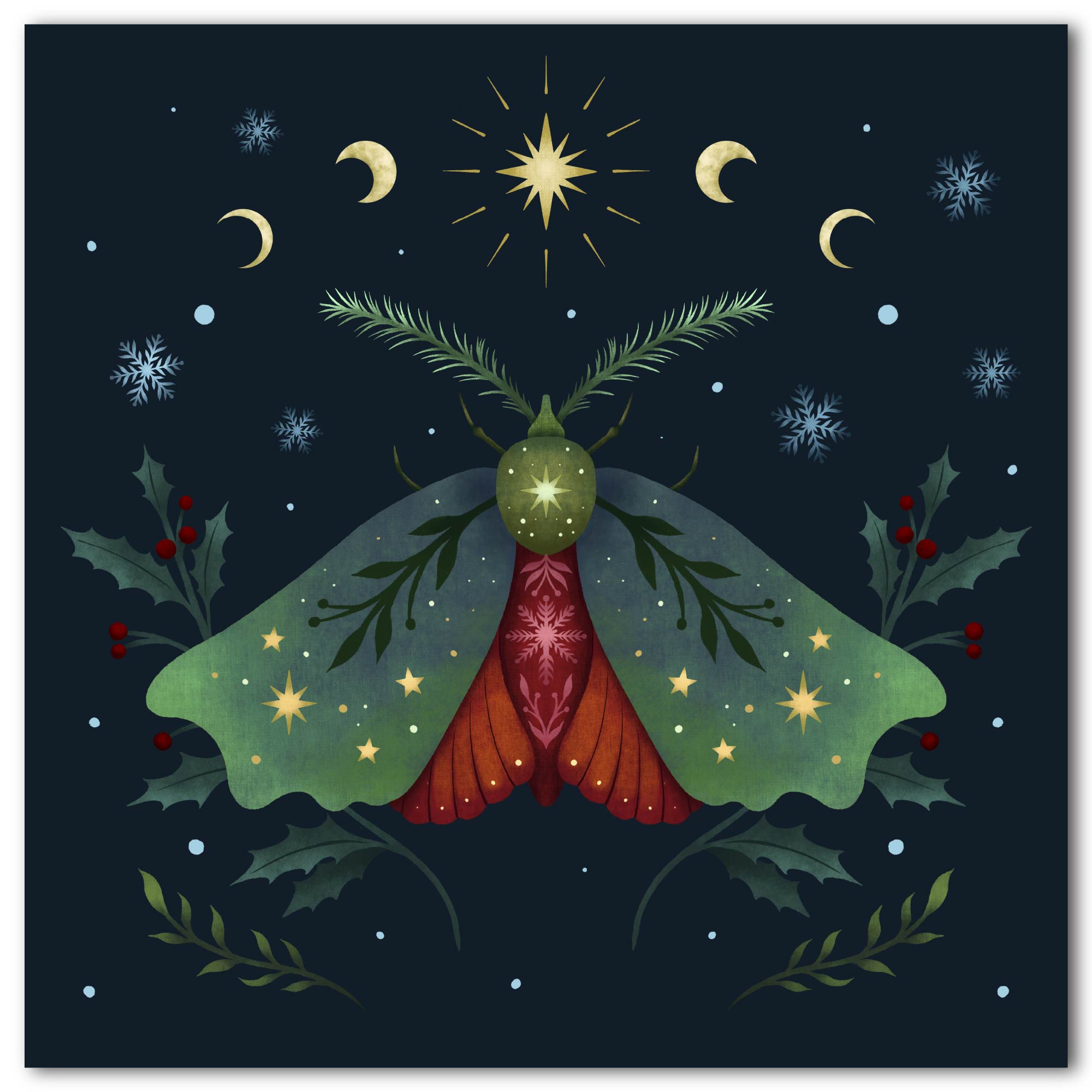 Christmas Moth Gallery-Wrapped Canvas Wall Art