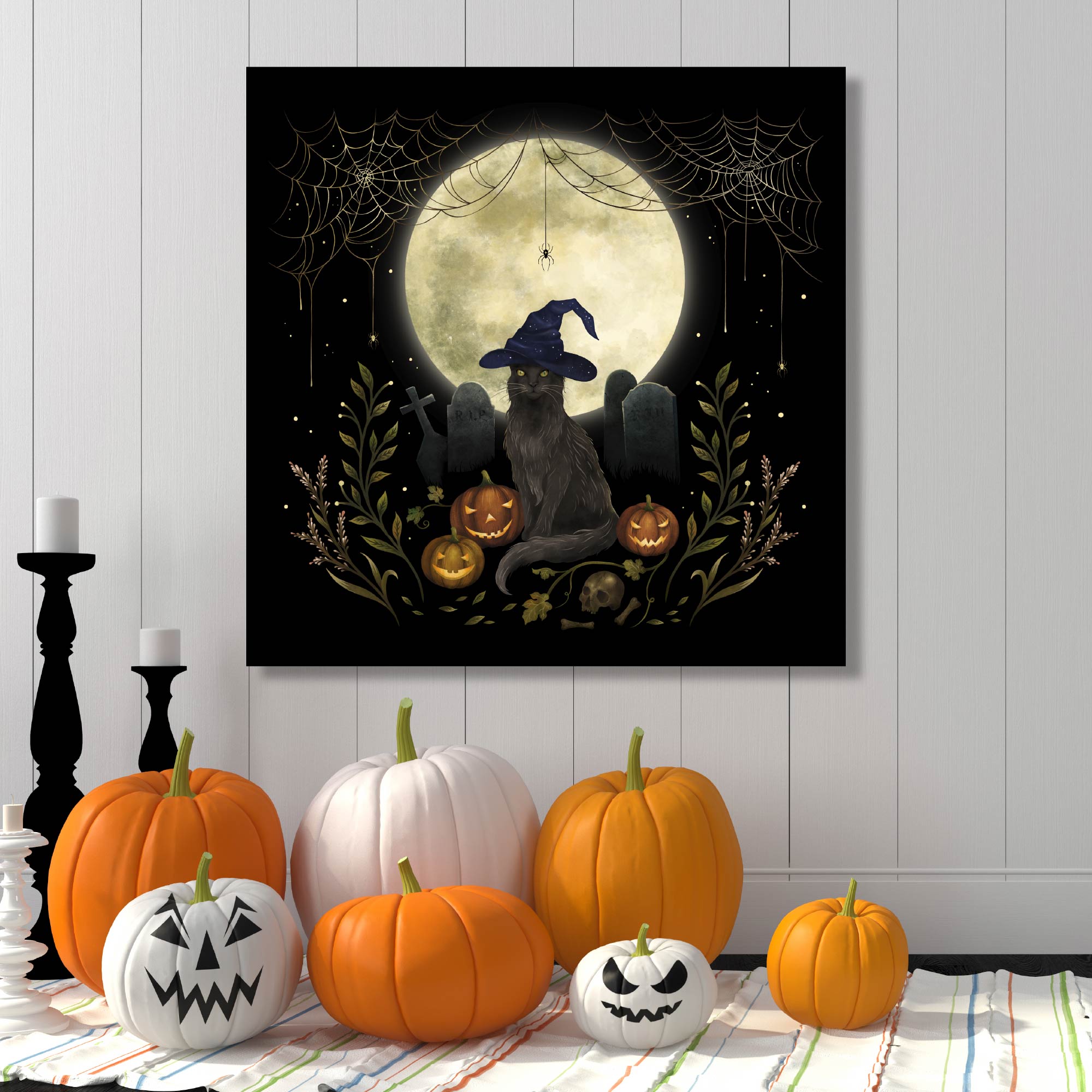 Halloween Cat Gallery-Wrapped Canvas Wall Art