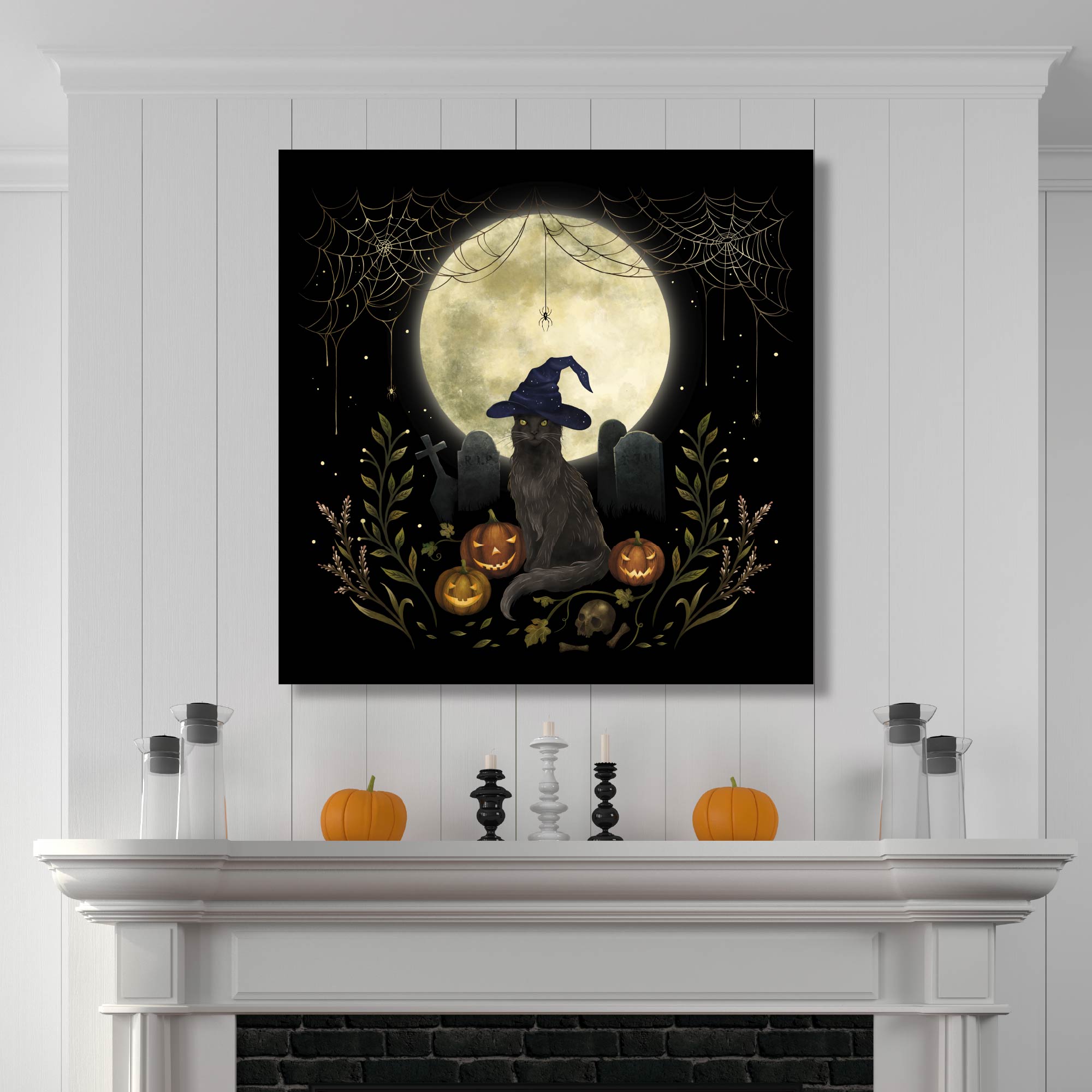 Halloween Cat Gallery-Wrapped Canvas Wall Art