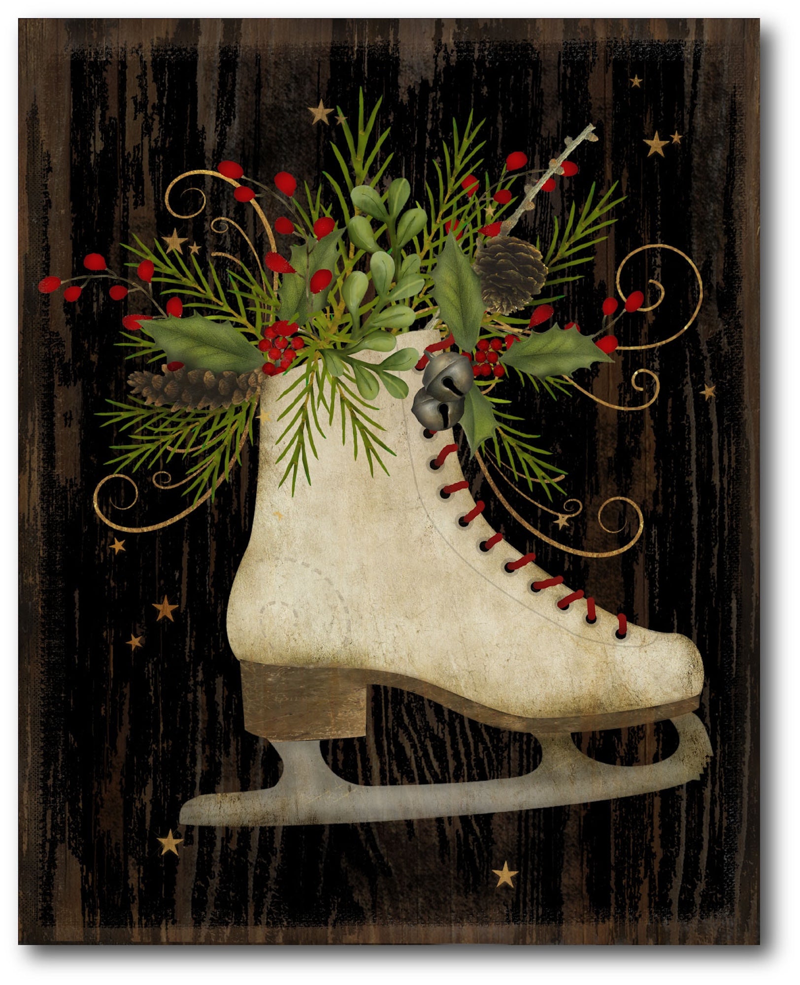 Ice Skate Floral Gallery-Wrapped Canvas Wall Art