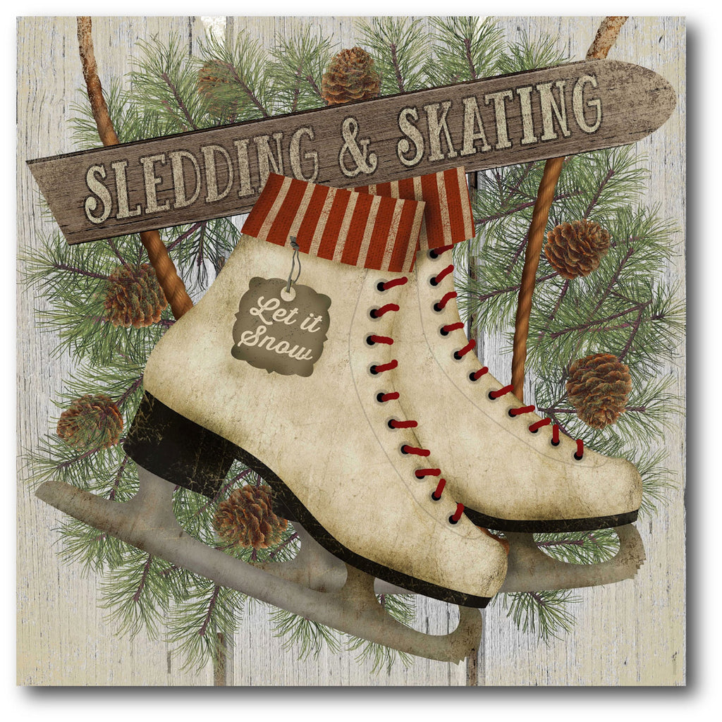 Let it Snow Ice Skates Gallery-Wrapped Canvas Wall Art