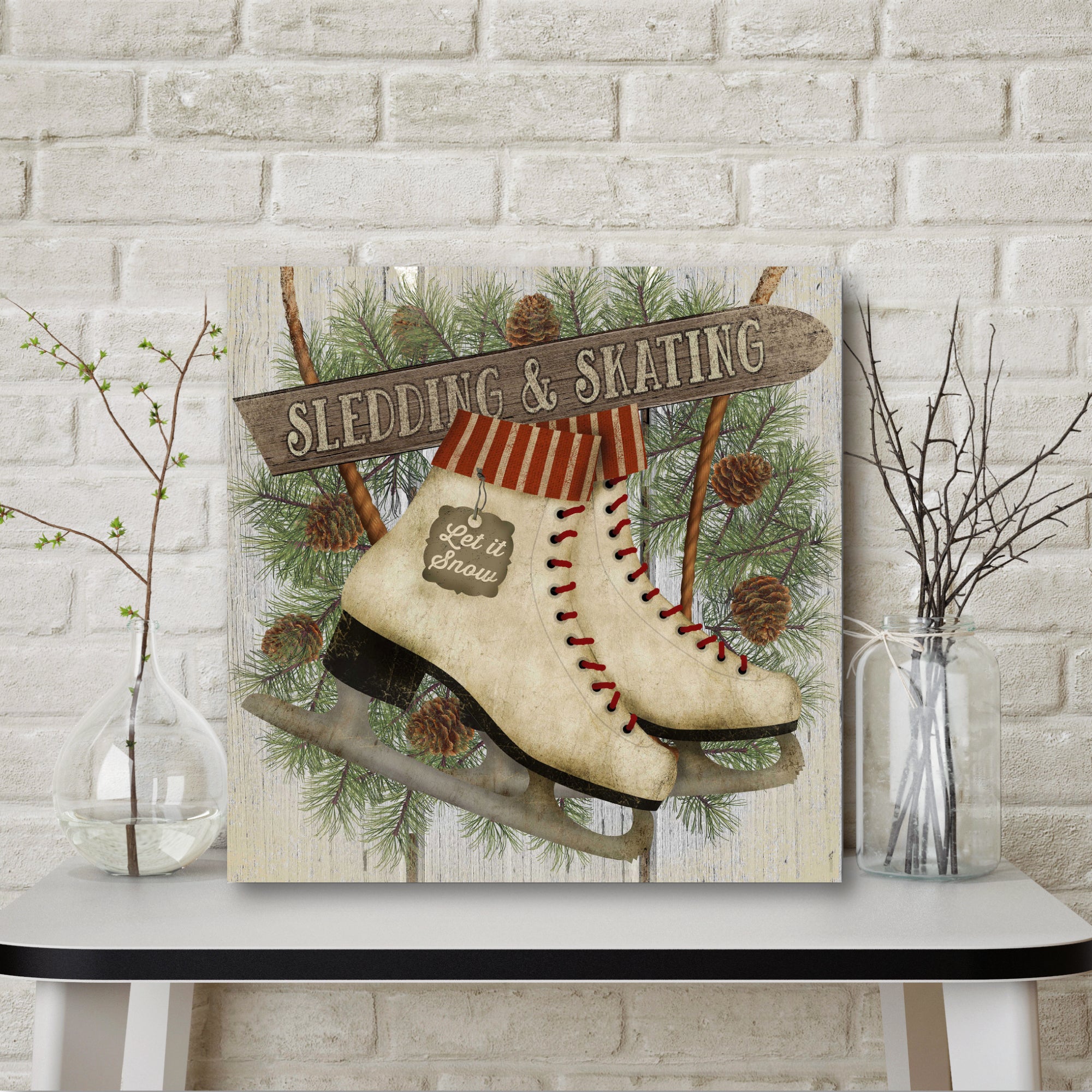 Let it Snow Ice Skates Gallery-Wrapped Canvas Wall Art