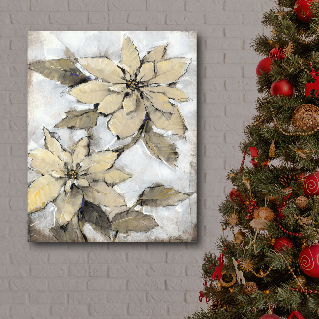 Golden Poinsettia I Gallery-Wrapped Canvas Wall Art