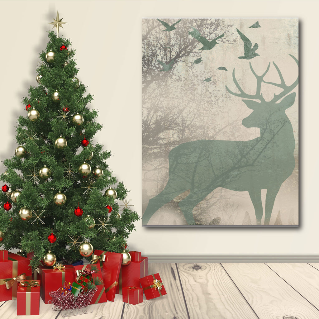 Golden Reindeer I Gallery-Wrapped Canvas Wall Art