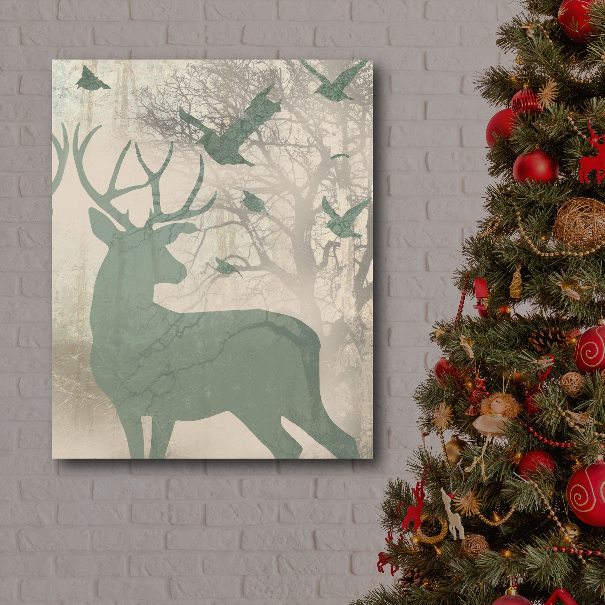 Golden Reindeer II Gallery-Wrapped Canvas Wall Art