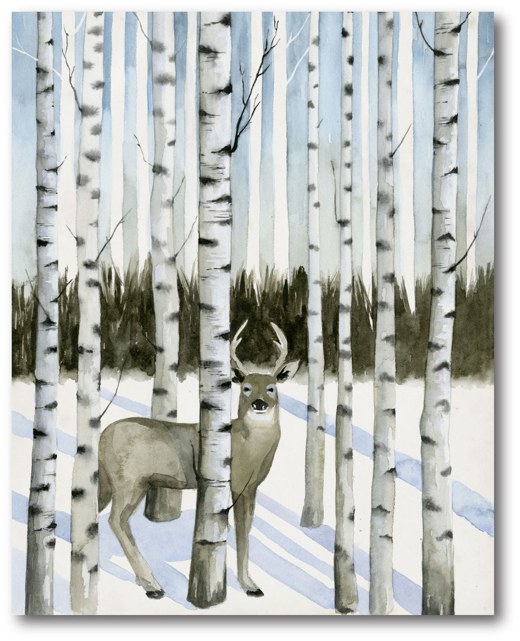 Birch Tree & Buck Gallery-Wrapped Canvas Wall Art