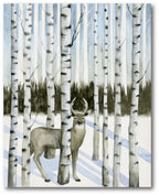 Birch Tree & Buck Gallery-Wrapped Canvas Wall Art