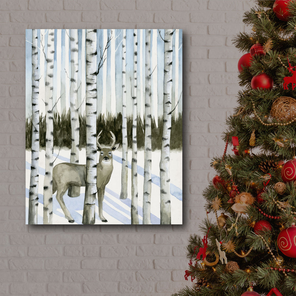 Birch Tree & Buck Gallery-Wrapped Canvas Wall Art
