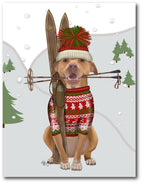 Skiing Golden Retriever Gallery-Wrapped Canvas Wall Art