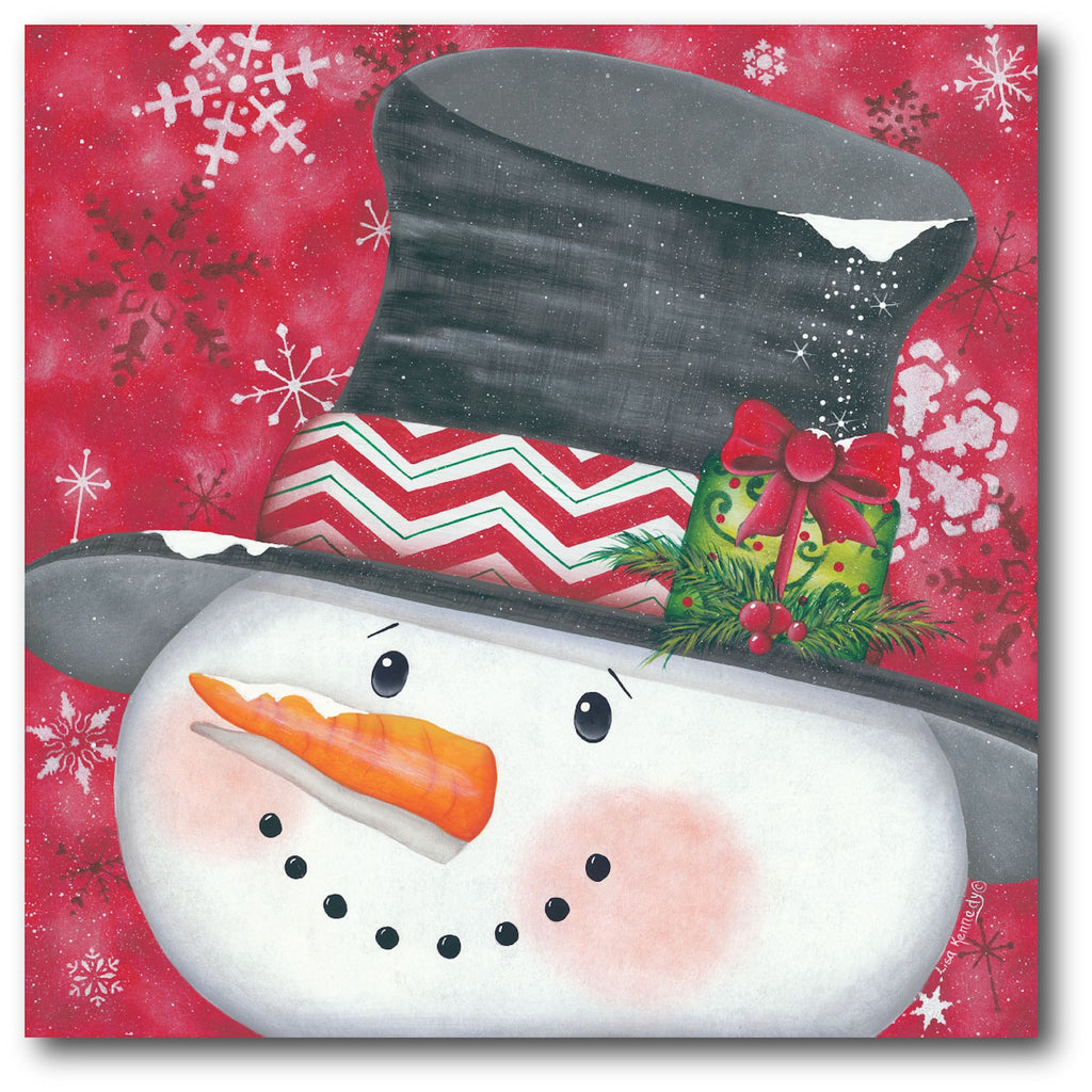 Snowman with a Gift Gallery-Wrapped Canvas Wall Art
