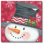 Snowman with a Gift Gallery-Wrapped Canvas Wall Art