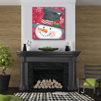 Snowman with a Gift Gallery-Wrapped Canvas Wall Art