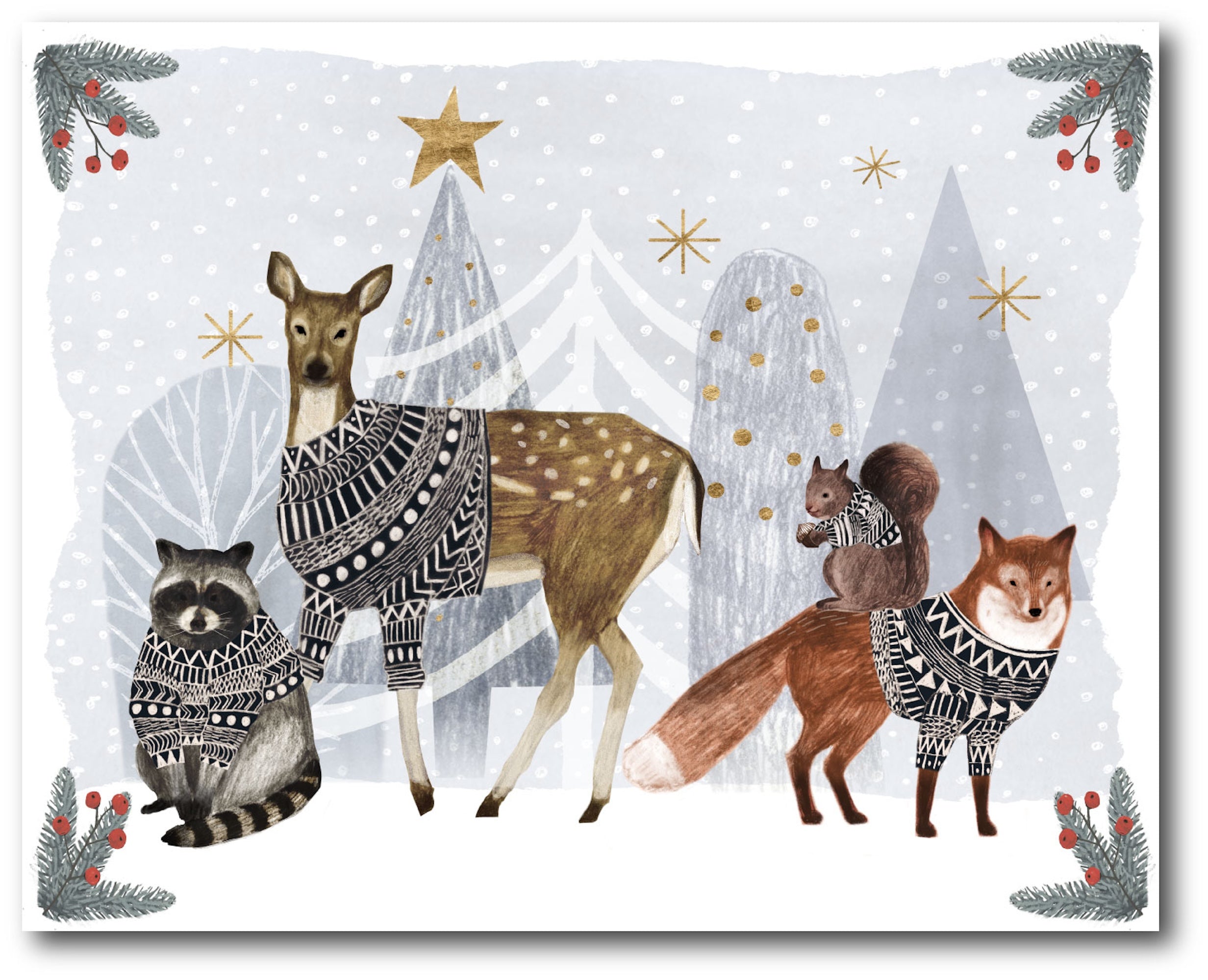 Christmas Woodland I Gallery-Wrapped Canvas Wall Art