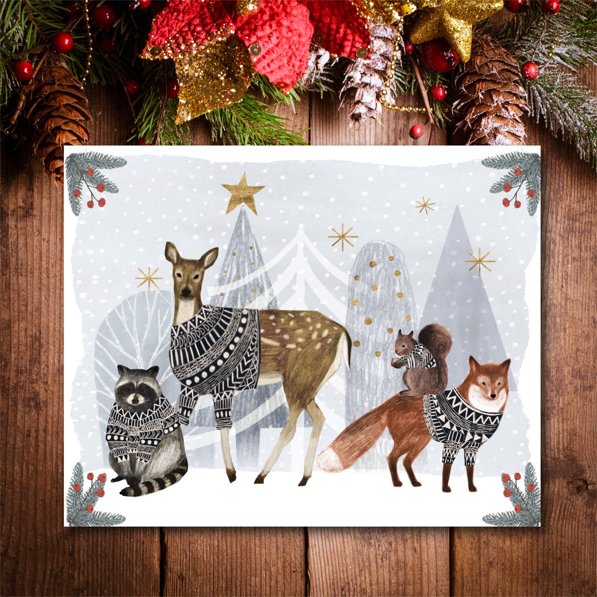 Christmas Woodland I Gallery-Wrapped Canvas Wall Art