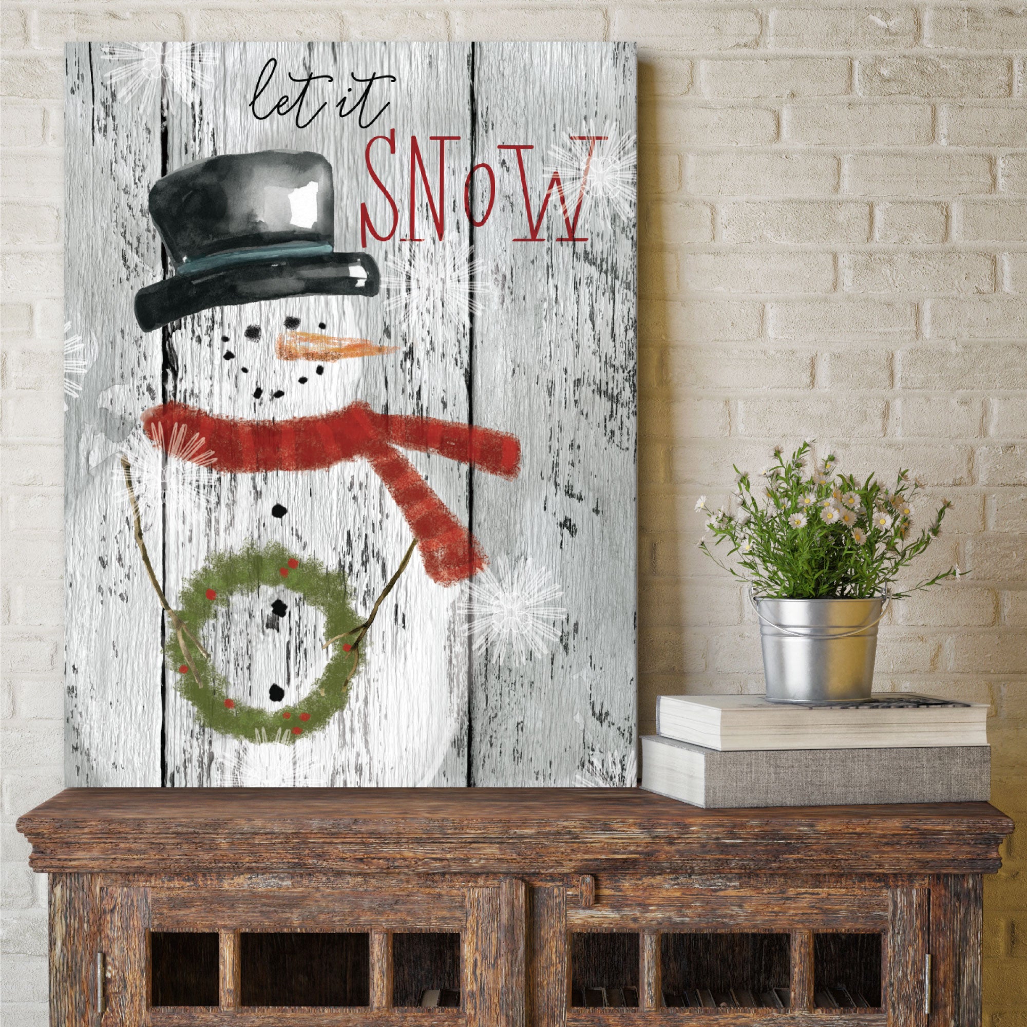 Let It Snow Snowman Gallery-Wrapped Canvas Wall Art