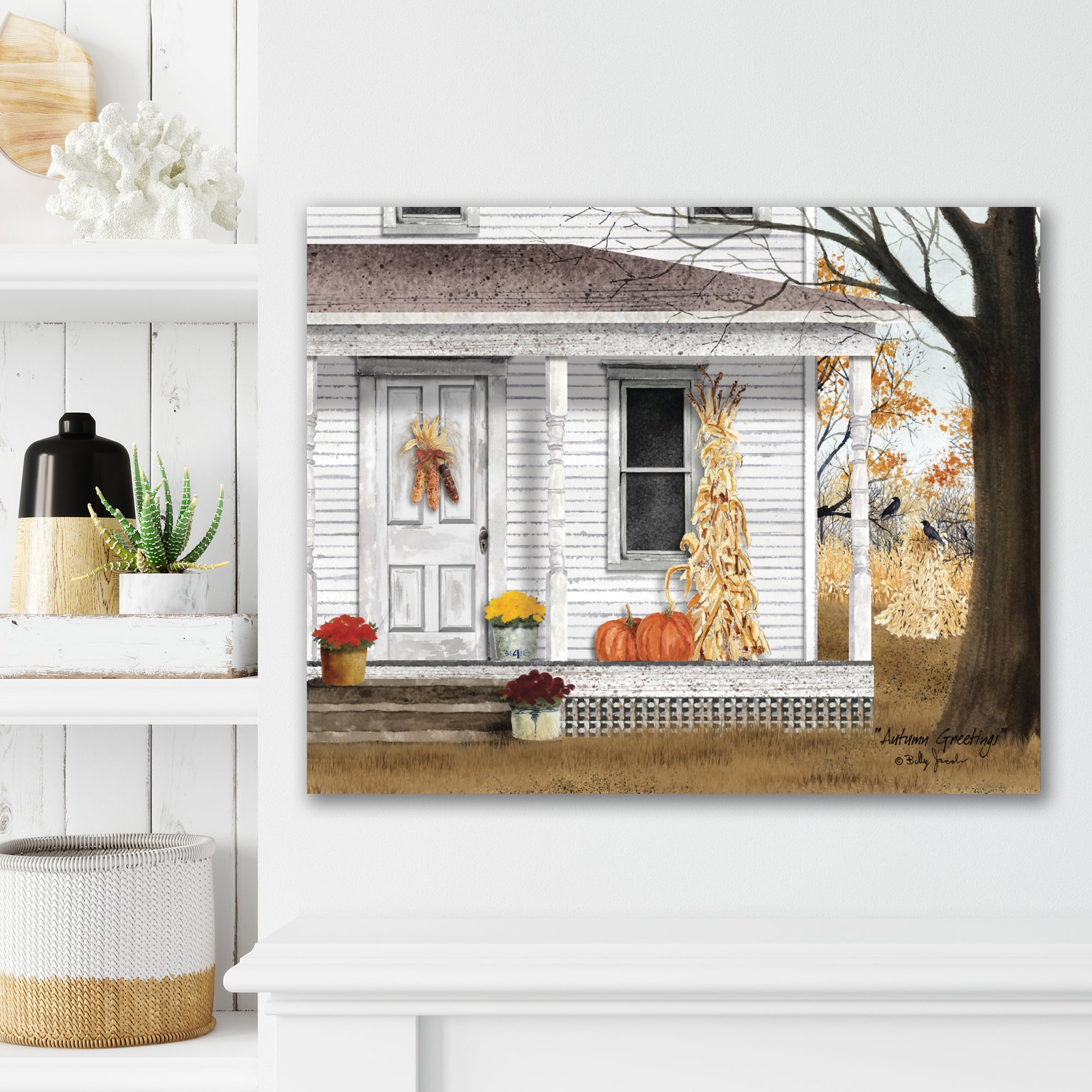 Autumn Porch Gallery-Wrapped Canvas Wall Art